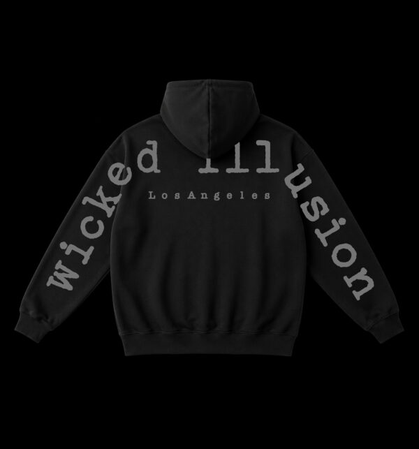 Zipper Hoodie with Grey Puff Print